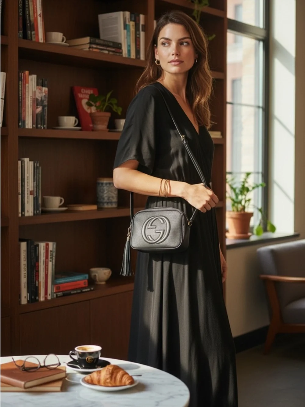 Gucci Black Soho Pebbled Leather Crossbody with Tassel - Picture 3 of 7